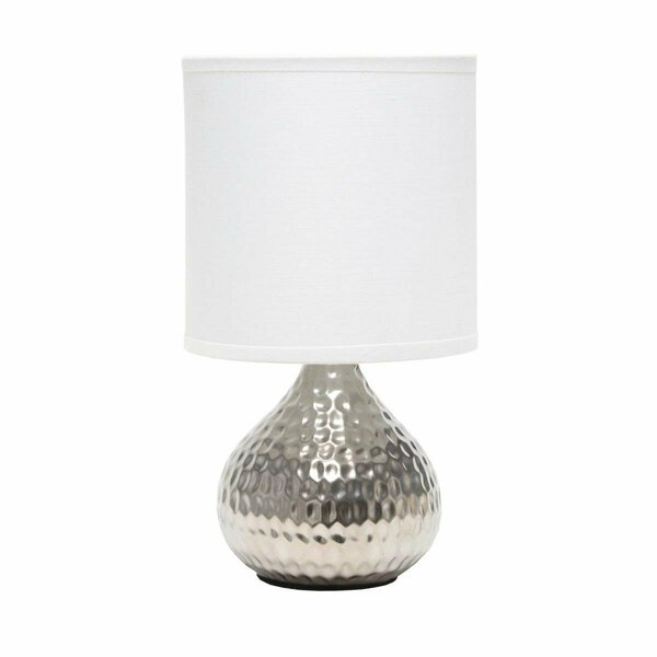 Lighting Business Hammered Silver Drip Mini Table Lamp, White LI3356549